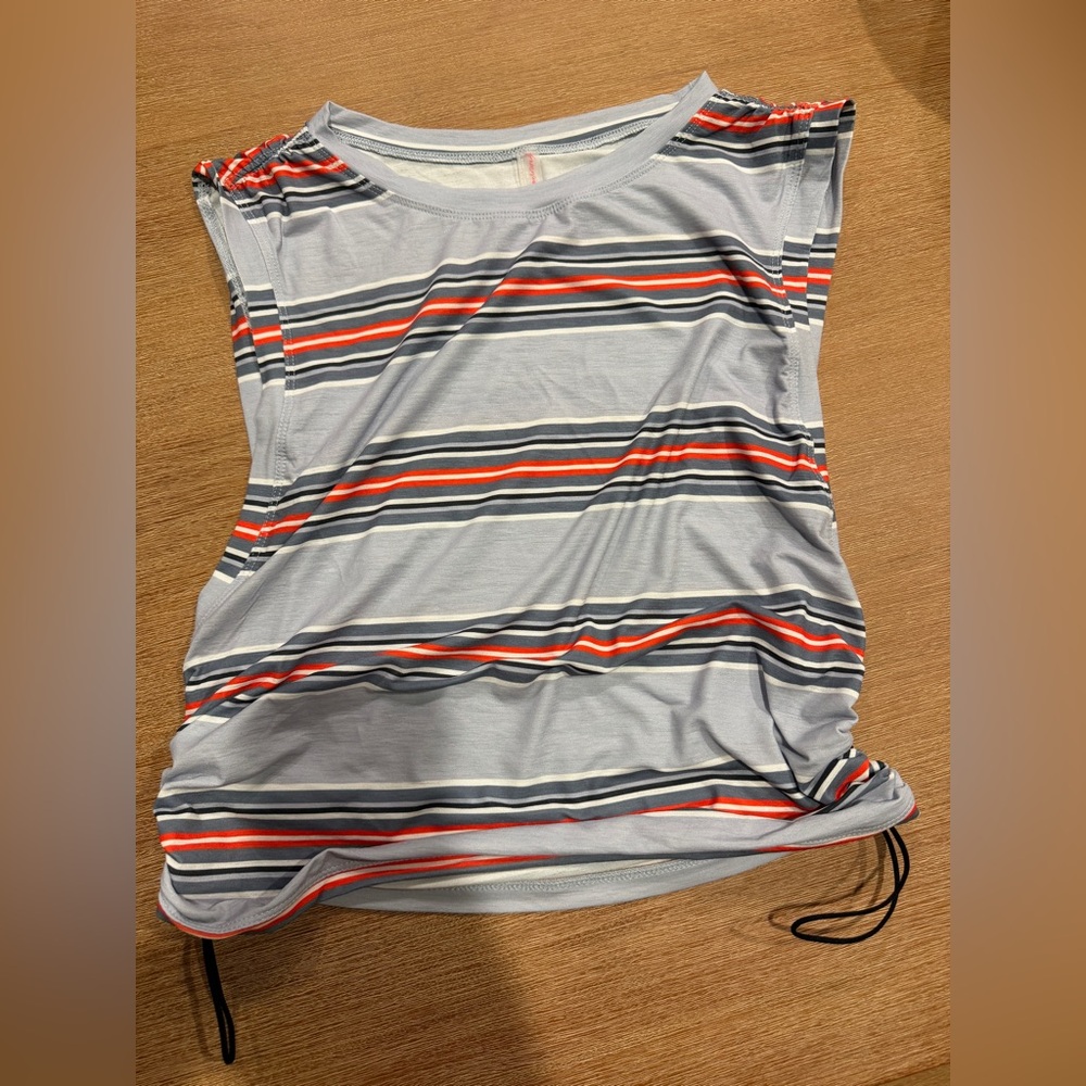 FP Movement by Free People Gray and Red Striped Muscle Tee